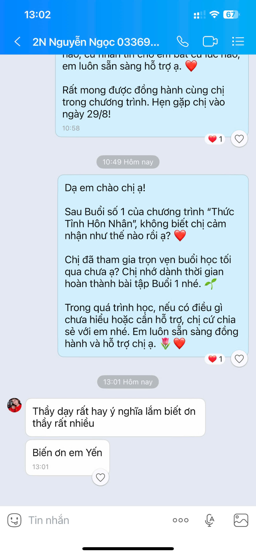 Cảm nhận gốc của học viên khoá 2 ngày Thức tỉnh Hôn nhân 9