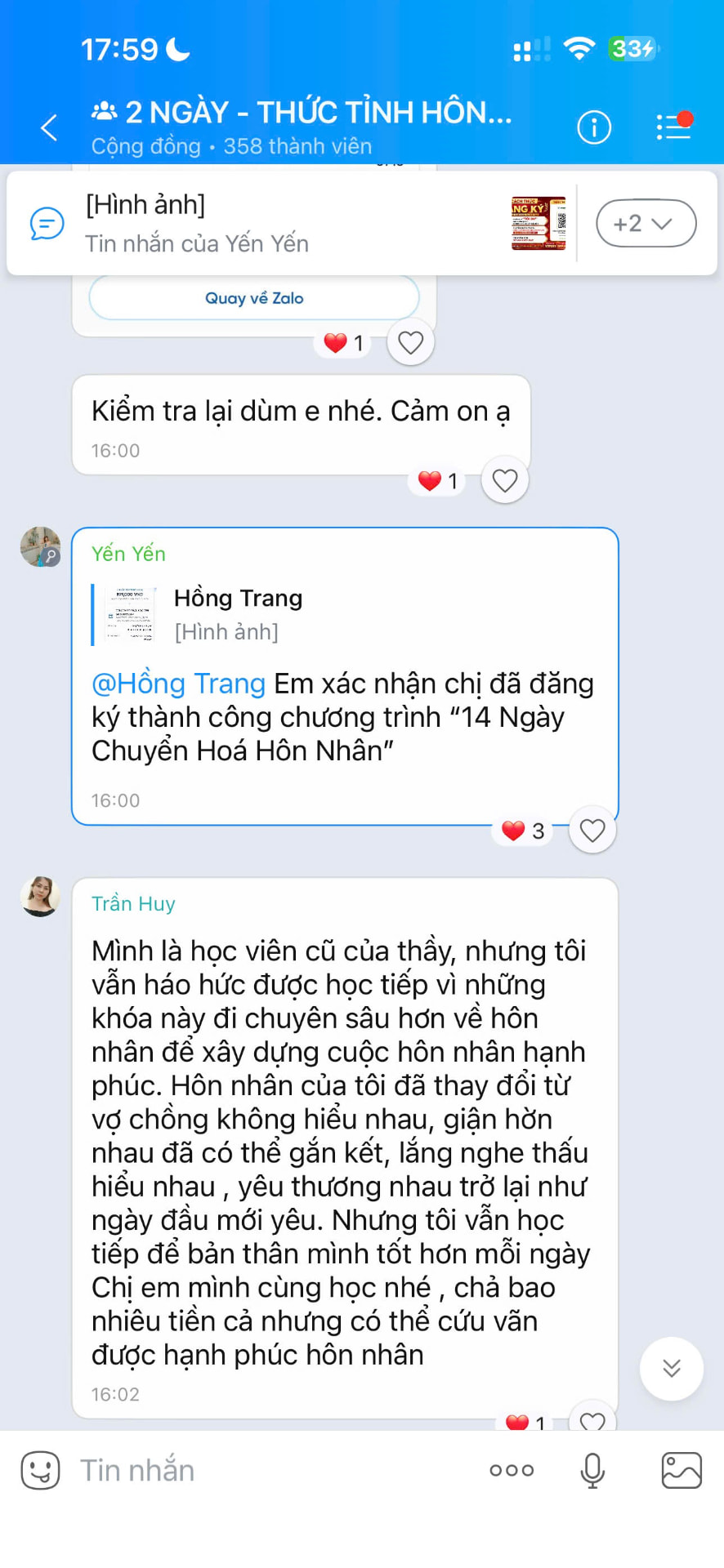 Cảm nhận gốc của học viên khoá 2 ngày Thức tỉnh Hôn nhân 4